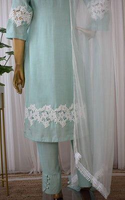 Aqua Cutwork Kurta Set (1)