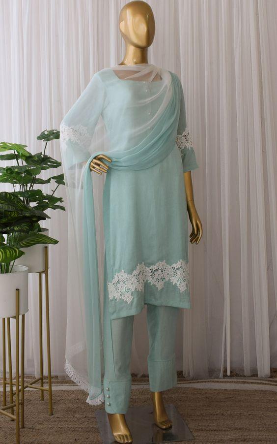 Aqua Cutwork Kurta Set (10)