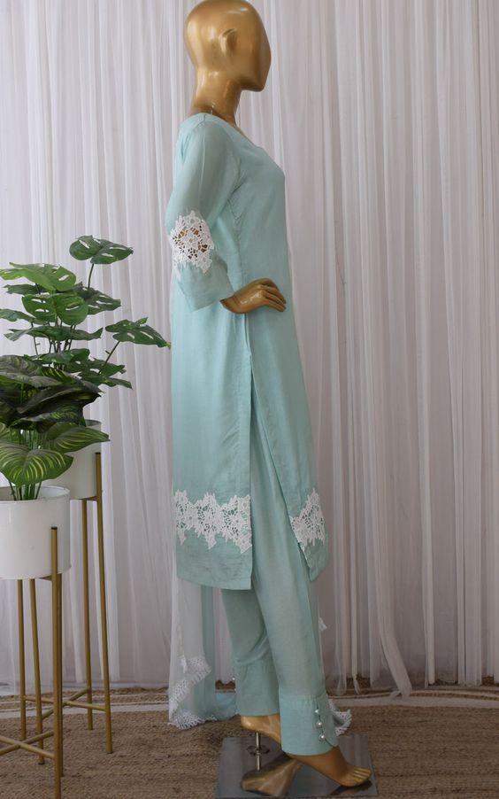 Aqua Cutwork Kurta Set (3)