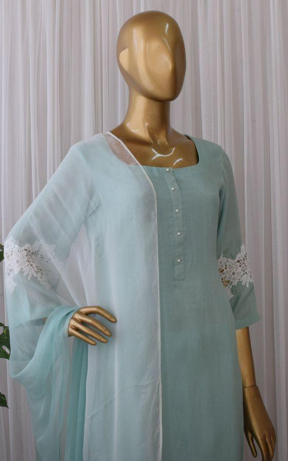 Aqua Cutwork Kurta Set (4)