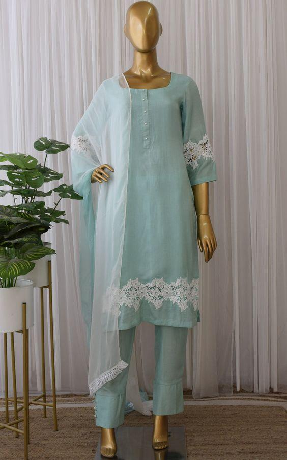 Aqua Cutwork Kurta Set (6)