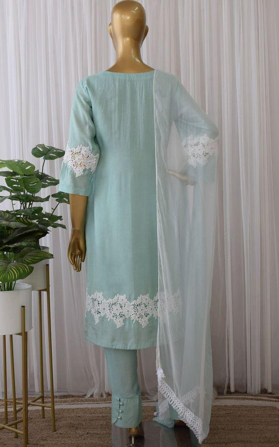 Aqua Cutwork Kurta Set (8)