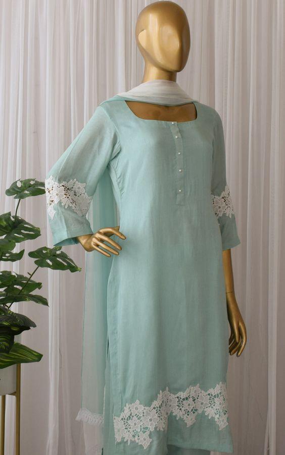 Aqua Cutwork Kurta Set (9)