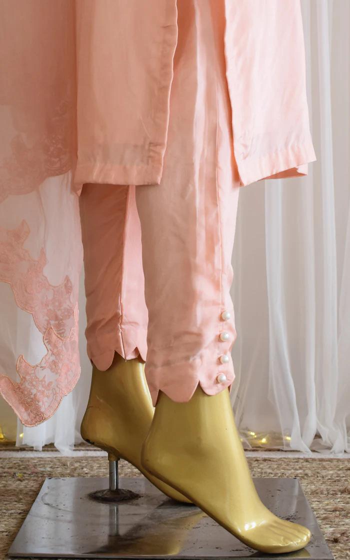 Blush Kurta-Pant Set with Organza Dupatta (3)