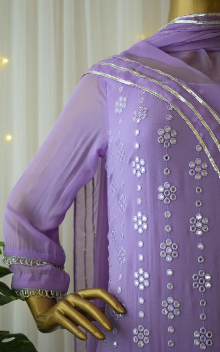 Lavender Mirrorwork Kurta and Pant (2)