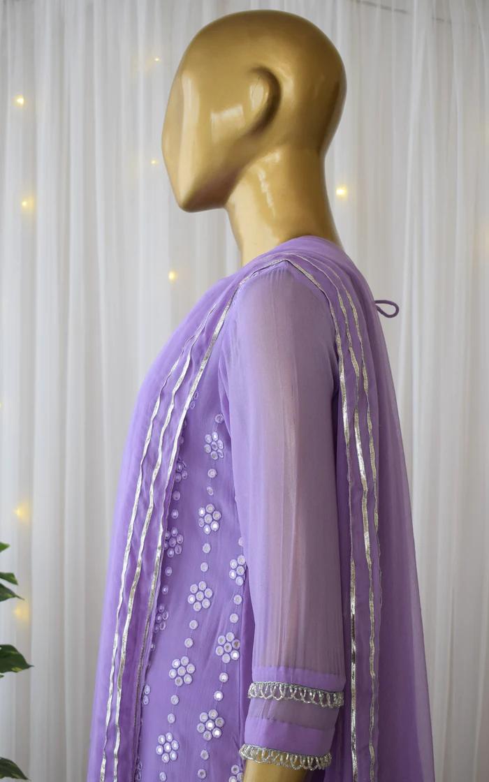 Lavender Mirrorwork Kurta and Pant (3)