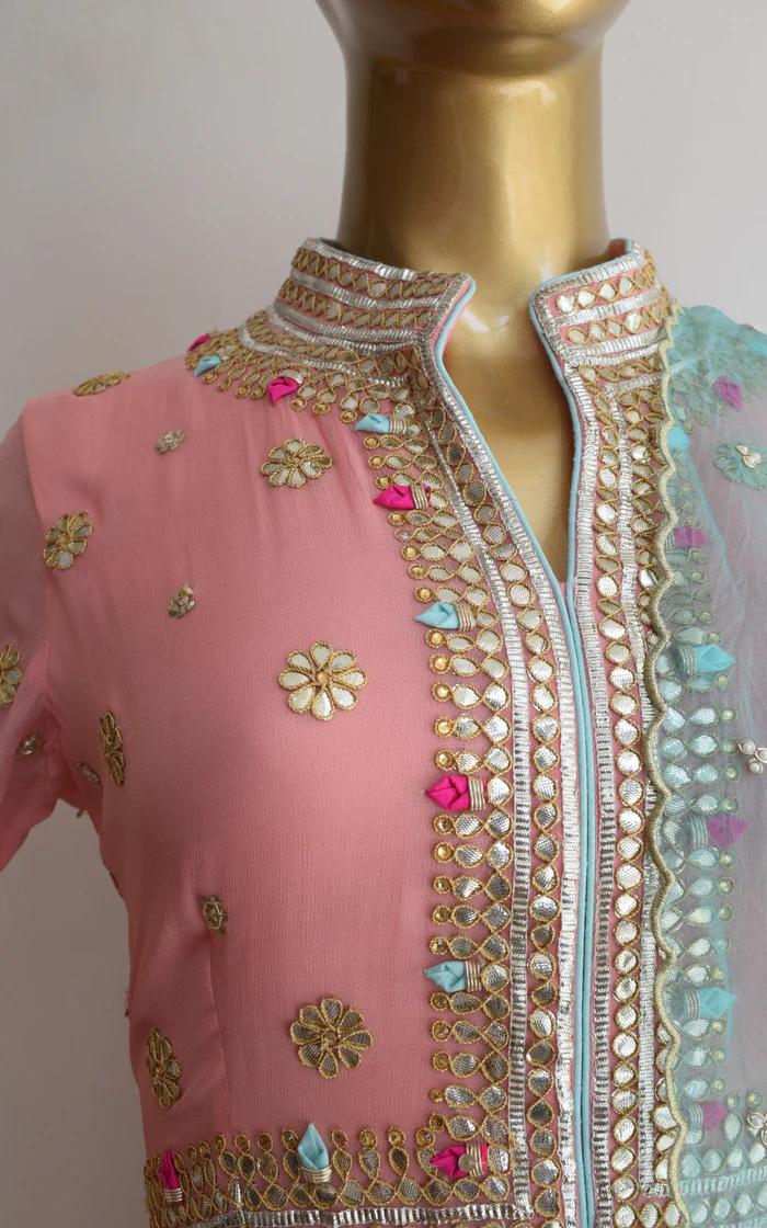 Peach Gota Patti Anarkali Suit 2