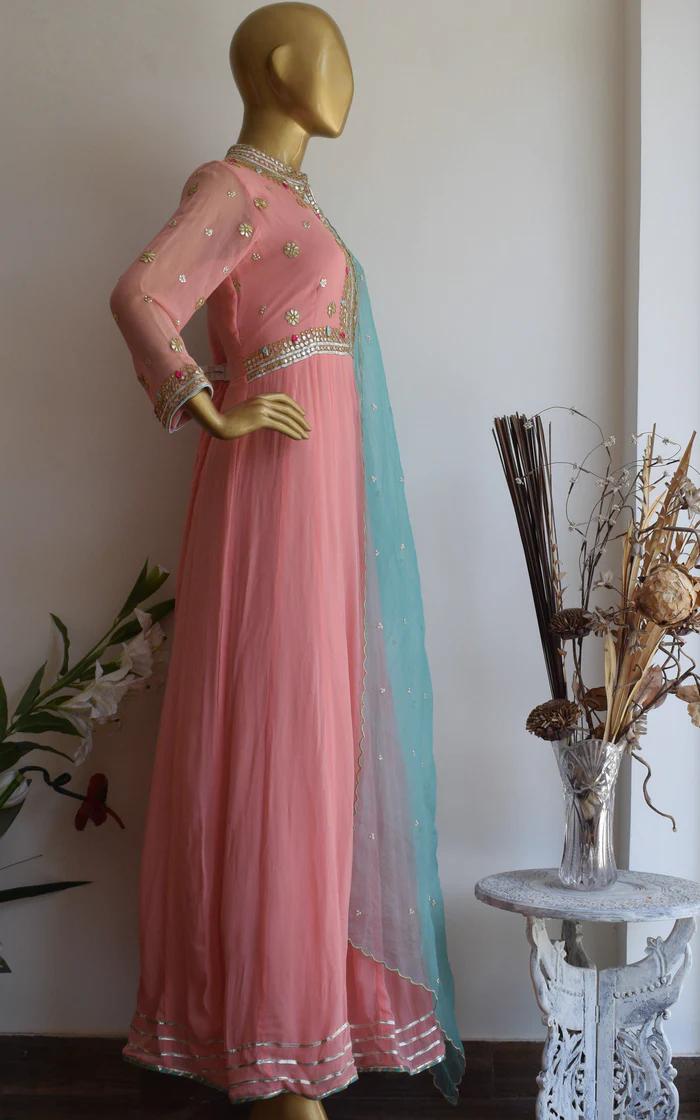 Peach Gota Patti Anarkali Suit 3