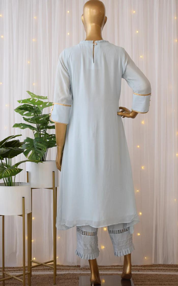 Powder Blue Handwork Tunic and Pant Set 5