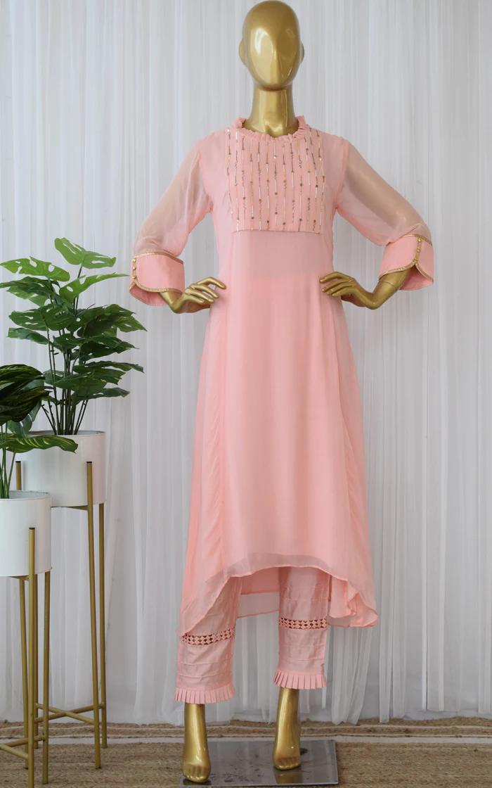 Powder Pink Handwork Tunic and Pant (1)