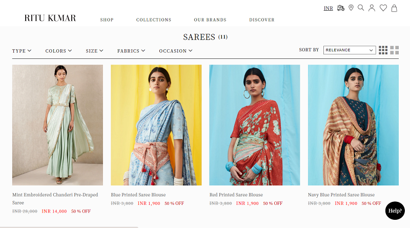 Ritu Kumar - Best Online Saree Shopping Website