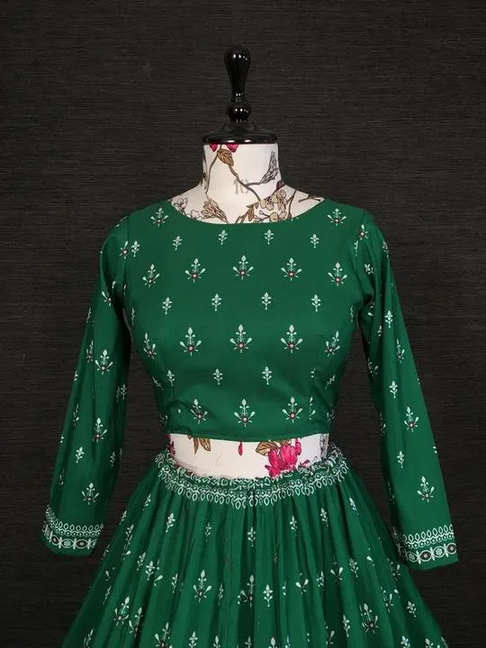 Green Traditional Lehenga Stitching Blouse Design