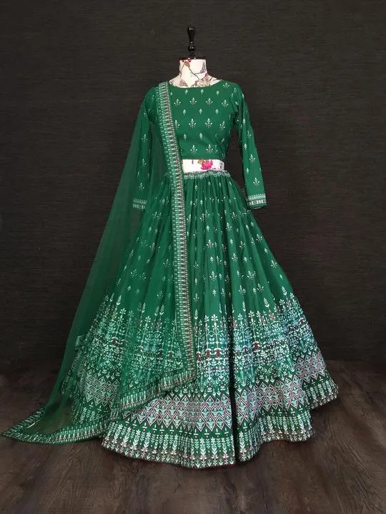 Green Traditional Lehenga Stitching Design