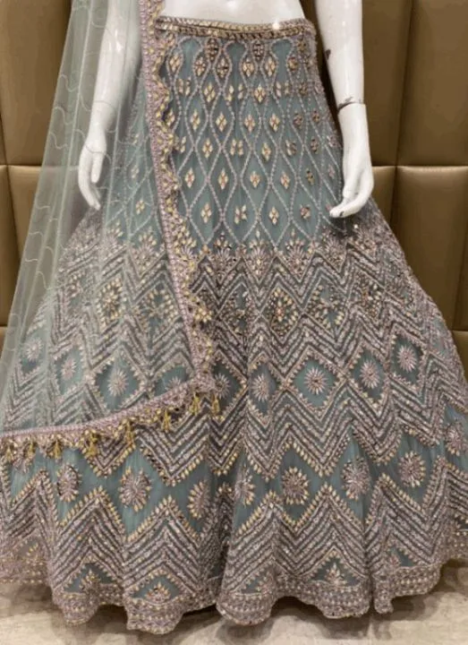 Grey Bridal Lehenga Stitching Bottom Design