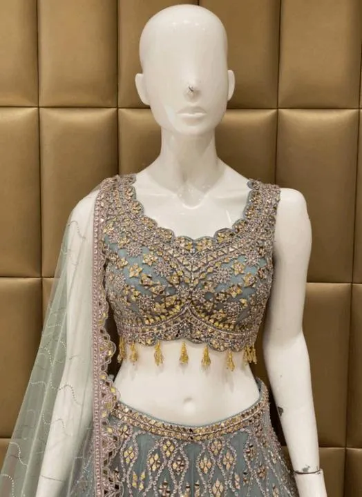 Grey Bridal Lehenga Stitching Choli Design