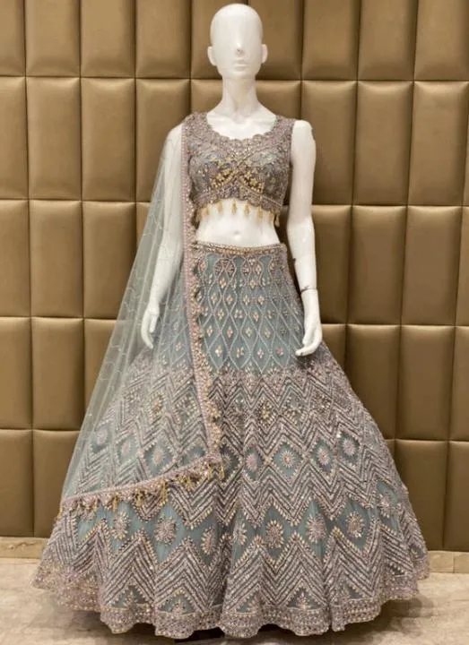 Grey Bridal Lehenga Stitching Design
