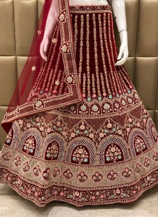 Maroon Wedding Bridal Lehenga Stitching Bottom Design