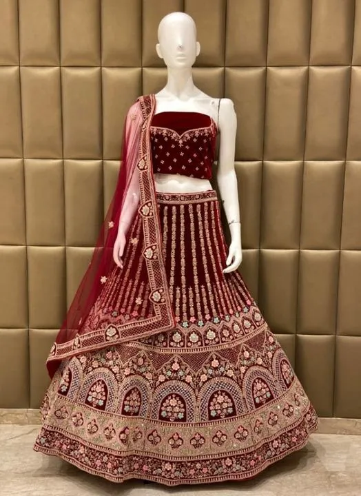 Maroon Wedding Bridal Lehenga Stitching Design