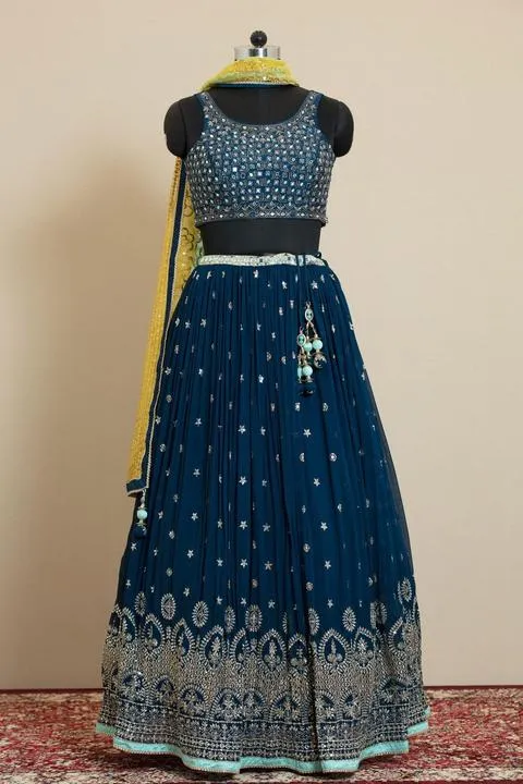 Navy Blue Designer Lehenga Stitching Design