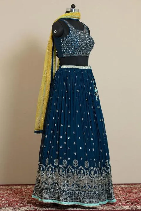 Navy Blue Designer Lehenga Stitching Side Design