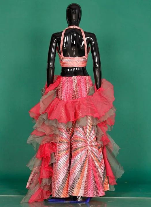 Pink Designer Partywear Lehenga Stitching Back Design