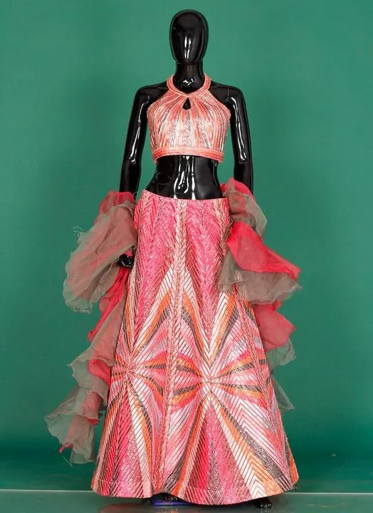 Pink Designer Partywear Lehenga Stitching Design