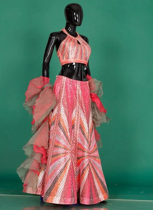 Pink Designer Partywear Lehenga Stitching Side Design