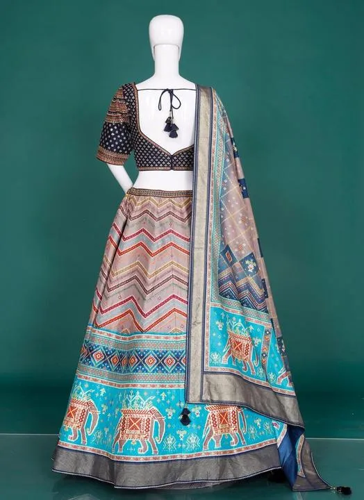 Turquoise Traditional Lehenga Stitching Back Design