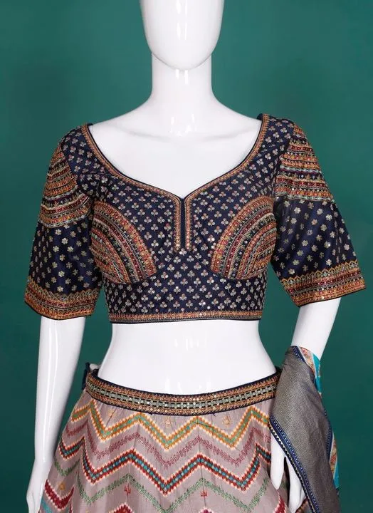 Turquoise Traditional Lehenga Stitching Blouse Design