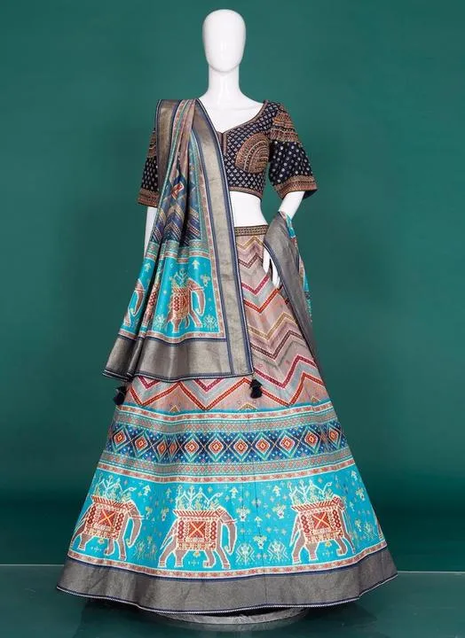 Turquoise Traditional Lehenga Stitching Design