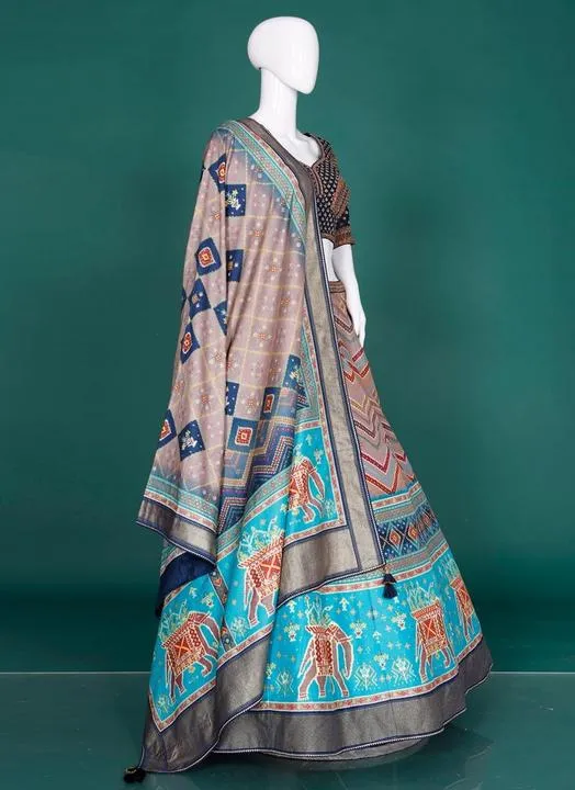 Turquoise Traditional Lehenga Stitching Side Design